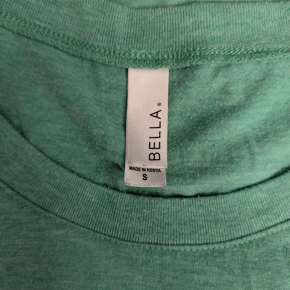 Bella Canvas Heather Green Tee with Blue Text - Picture 4 of 4